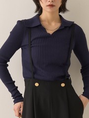 シルク混ワイドリブポロニット｜Rouge vif la cle / ルージュ・ヴィフ