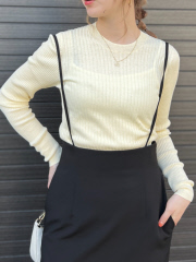 シルク混ワイドリブプルオーバーニット｜Rouge vif la cle / ルージュ