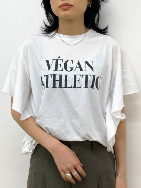 【MICA&DEAL/マイカ&ディール】VEGAN ATHLETIC ロゴフリルスリーブTシャツ