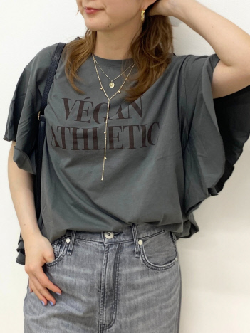 Rouge vif la cle - 【MICA＆DEAL/マイカ＆ディール】VEGAN ATHLETIC ロゴフリルスリーブTシャツ