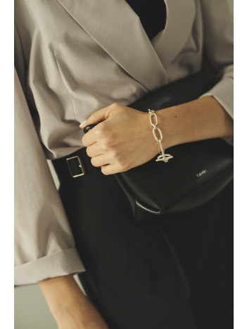 【ADRAR/アドラル】リンクチェーンブレスレット Rectangle link Chain BL