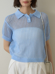 Rouge vif la cle - 【一部店舗限定】メッシュニットポロシャツ【予約】