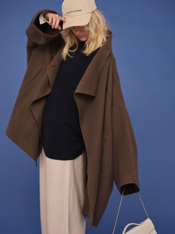 【2サイズ展開】ウール混変形リバーコート