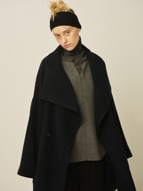 【2サイズ展開】ウール混変形リバーコート