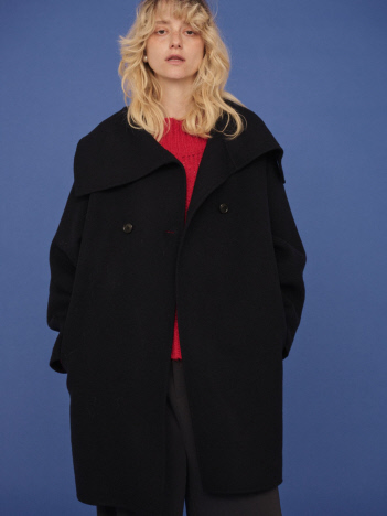 ウール混オーバーカラーリバーコート