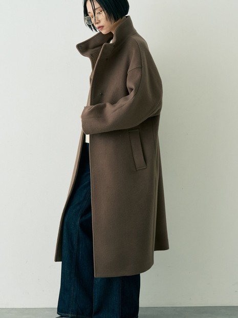 2サイズ展開】ショートビーバーウールスタンドカラーロングコート