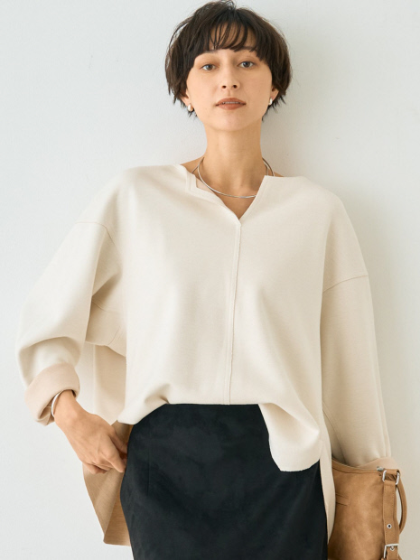 圧縮ニットプルオーバーブラウス