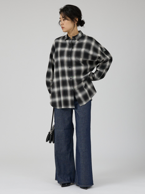 オンブレーチェックオーバーシャツ