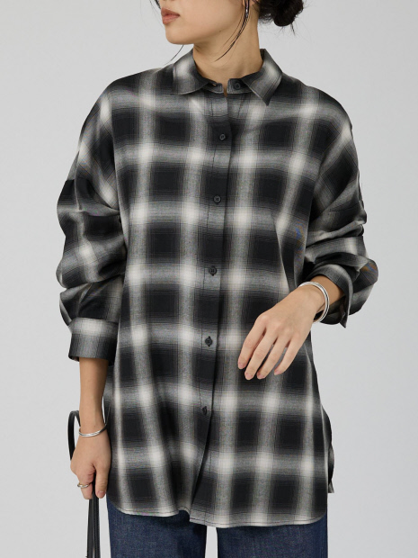 オンブレーチェックオーバーシャツ｜Rouge vif la cle / ルージュ