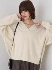 Rouge vif la cle - フォックスウールVネックスリットニットプルオーバー【予約】