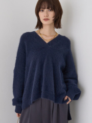 フォックスウールVネックスリットニットプルオーバー｜Rouge vif la