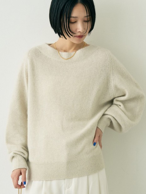 ラクーン混ボトルネックニットプルオーバー【予約】