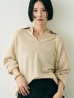 カシミヤ混ウール襟付きスキッパーニット
