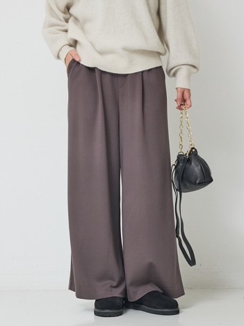 【人気追加】ストレッチダンボールタックワイドパンツ