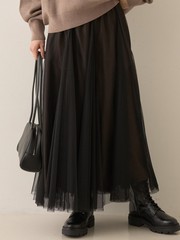 2025AW新作】【ロングセラー】チュールマチフレアスカート｜Rouge vif