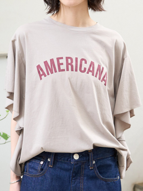 【AMERICANA×MICA&DEAL/ アメリカーナ×マイカ】fill tee ロゴフリルスリーブTシャツ【予約】