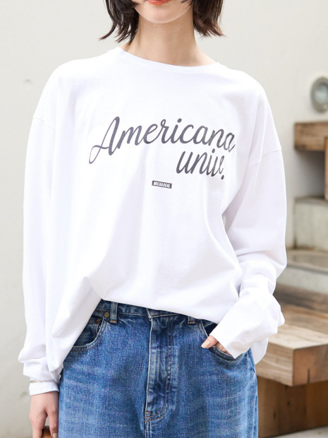 【AMERICANA×MICA&DEAL/ アメリカーナ×マイカ】long tee ロゴロングスリーブTシャツ【予約】