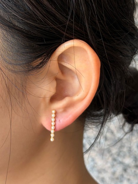 Caline Paris/カリーヌパリ 】vintage 8連パールピアス/両耳｜Rouge