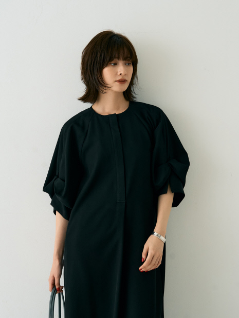 【TICCA/ティッカ】ドットスリーブツイストドレスワンピース