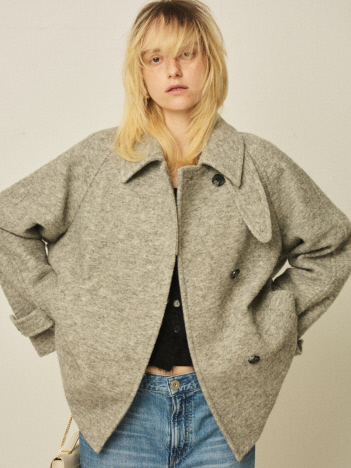 【2サイズ展開】ウール混ショート丈スライバーコート