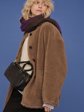 【2サイズ展開】2WAYスウェードリバーシブルボアコート / ノーカラーコート