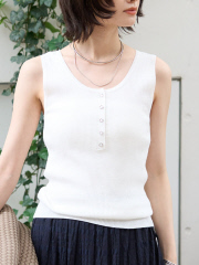 Rouge vif la cle - ヘンリーネックニットタンクトップ【予約】