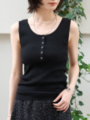 Rouge vif la cle - ヘンリーネックニットタンクトップ