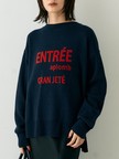 ウール混ジャガードロゴニットプルオーバー