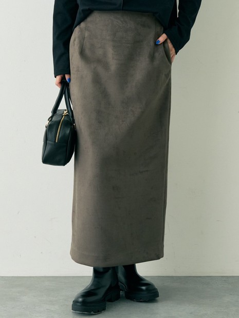 フェイクスウェードストレッチタイトスカート/ナロースカート【予約】