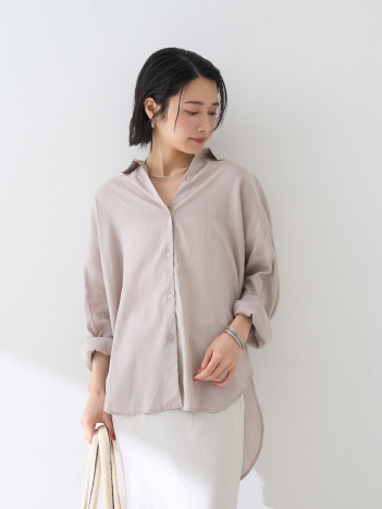 【新色追加】麻混バックスリットシャツ