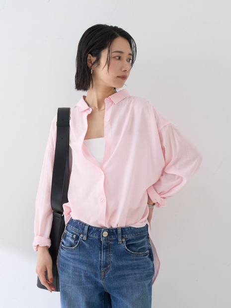 【新色追加】麻混バックスリットシャツ