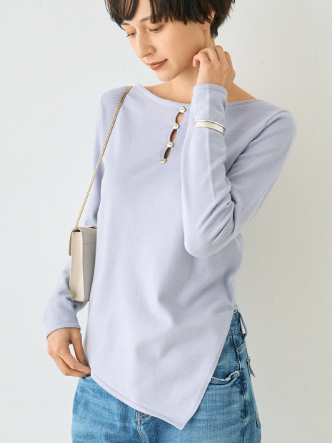 一部店舗限定】センターシーム ボートネックニットプルオーバー