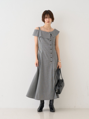 【一部店舗限定】アシメショルダーワンピース【予約】