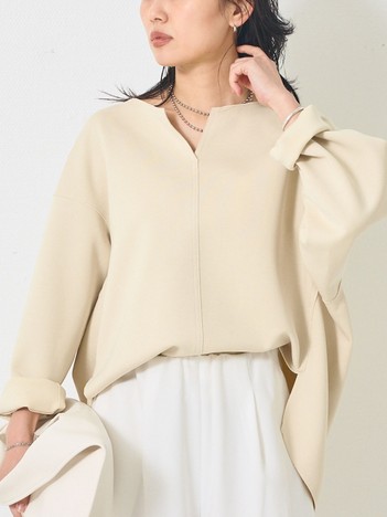 ダブルフェイスプルオーバーブラウス