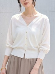 theory luxe Vネックシアーカーディガン　38 ネックスリットVネックシアーカーディガン/ニット｜OUTLET / アウトレット