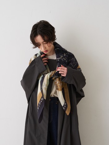 【manipuri/マニプリ】フラグメントバンダナ コットンシルクストール 120×120 インド製