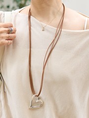 CXC/シーエックスシー】シルバーハートチャーム レザーネックレス