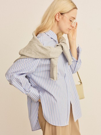 コットンマルチストライプビッグシャツ