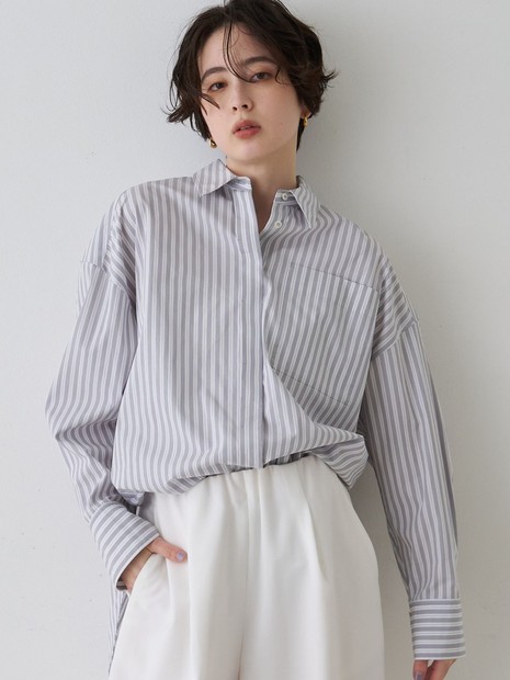 コットンマルチストライプビッグシャツ