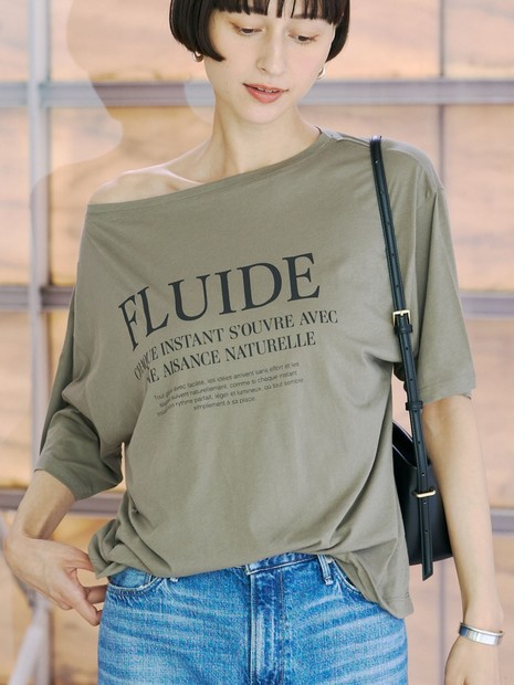ドローコードシアーロゴTシャツ / ボートネック