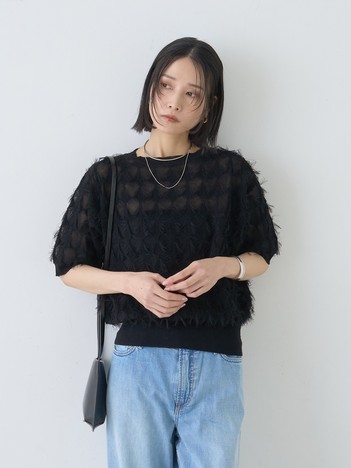 ドットシアーフリンジニット