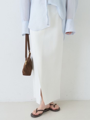 【セットアップ対応】ミラノリブニットスリットラップスカート