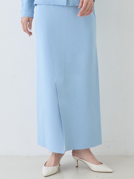 セットアップ対応】ミラノリブニットスリットラップスカート【予約