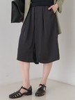 シックサテンハーフパンツ/ワイドキュロット/ウエストゴム