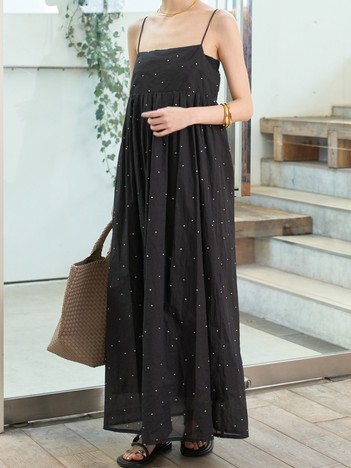 【2026SS新作】【人気追加】インドドット刺繍キャミワンピース【予約】