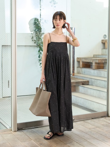 UNIF キャミワンピ♪ ツイル Vネック キャミ ワンピース レディース フェミニン サイド
