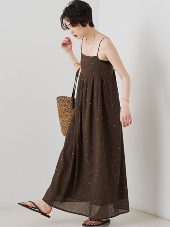 【2026SS新作】【人気追加】インドドット刺繍キャミワンピース【予約】