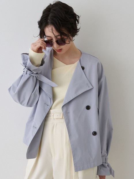 キャンディスリーブショートトレンチコート 撥水・防花粉加工】【一部店舗限定】キャンディスリーブショート