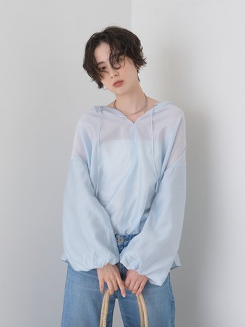 【一部店舗限定】バルーンスリーブシアーブラウス【予約】