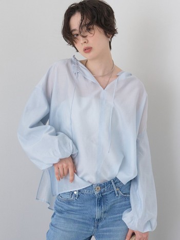 【一部店舗限定】バルーンスリーブシアーブラウス【予約】